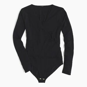 J Crew Factory Faux Wrap Black Body Suit